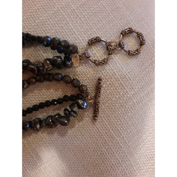 SILPADA Sterling Silver, Black Onyx, & Hematite 3 Strand Vintage Necklace - Picture 6 of 8